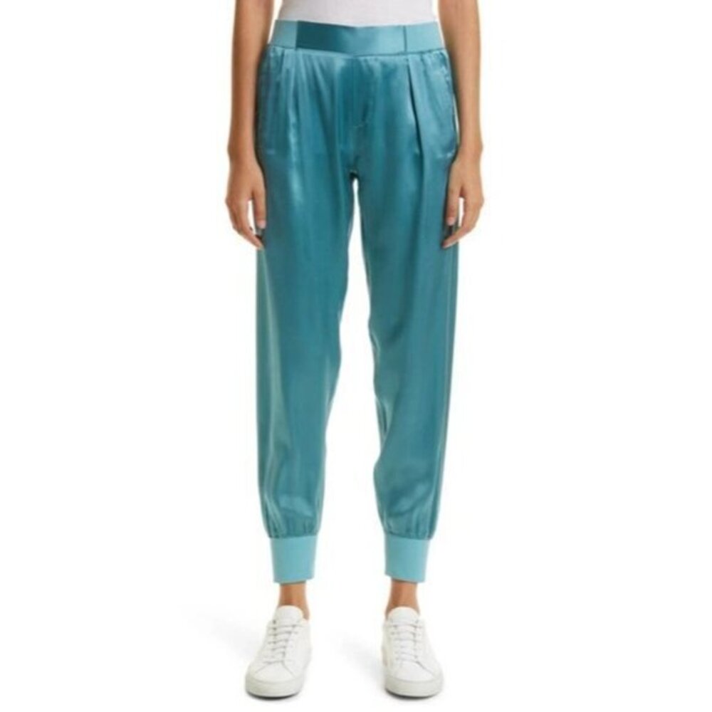 ATM Anthony Thomas Melillo Women's Blue Silk Jogger Pants SZ XL NEW $295